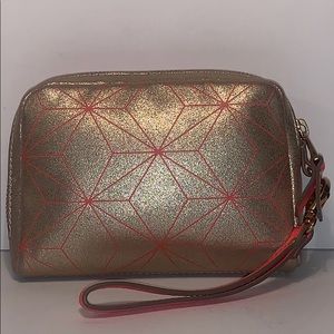 FOSSIL shimmer gold zip wristlet/wallet/handbag